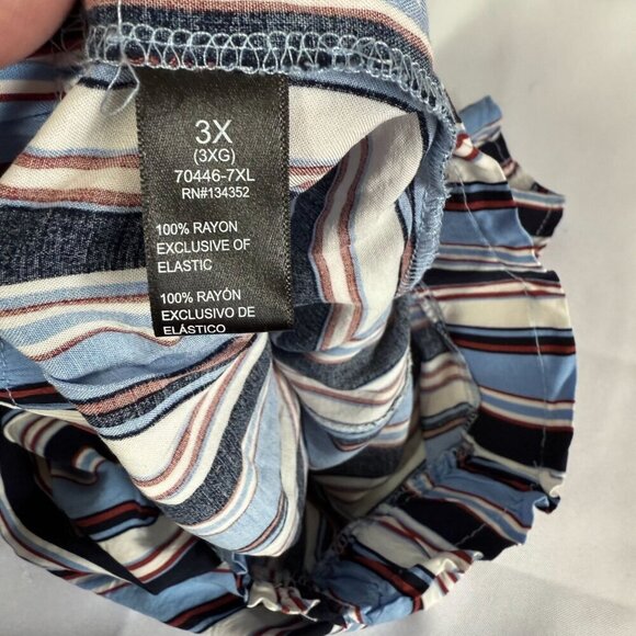 Ambiance Appearl Womens 3X Blue Striped Paper Bag Shorts Drawstring Pockets - Picture 10 of 11